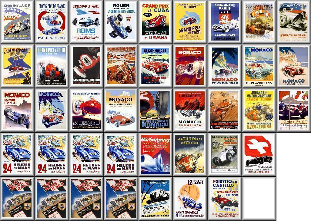  Classic car racing posters is a tileset for Kyodai Mahjongg